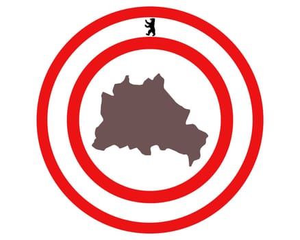 Landkarte von Berlin auf Hintergrund mit Fahne