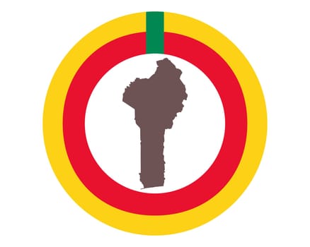 Landkarte von Benin auf Hintergrund mit Fahne