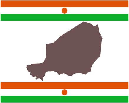 Landkarte von Niger auf Hintergrund mit Fahne