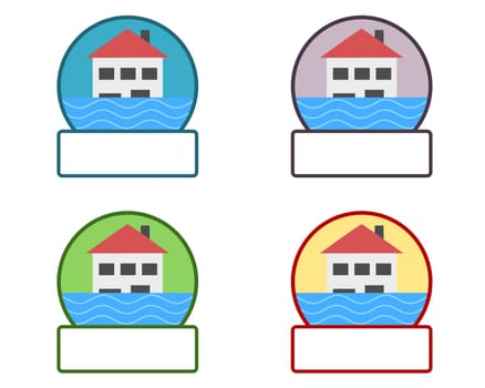 Emblem mit Hochwassersymbol und Textfreiraum
