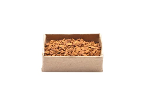 Instant Coffee in paper box on white background