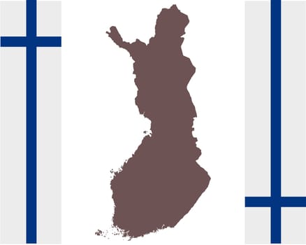 Landkarte von Finnland auf Hintergrund mit Fahne