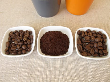 Roasted Arabian coffee and ground beans