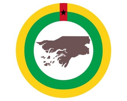 Landkarte von Guinea-Bissau auf Hintergrund mit Fahne