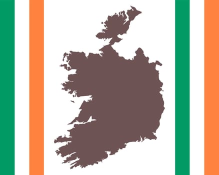 Landkarte von Irland auf Hintergrund mit Fahne