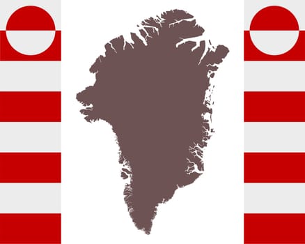 Landkarte von Grönland auf Hintergrund mit Fahne