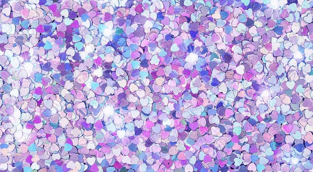 Real shiny heart-shaped sparkles textured background