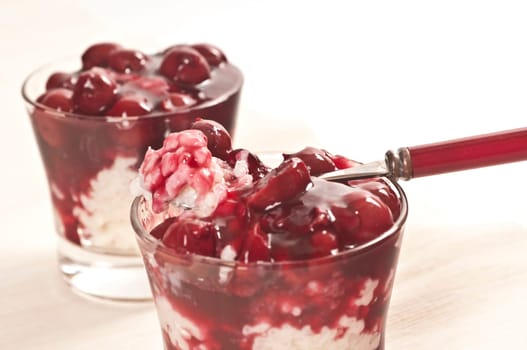 Rice pudding with cherries
