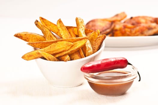 Homemade, homemade fries, fried and seasoned