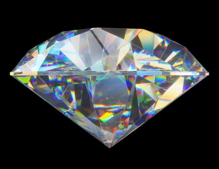 3D illustration with clipping path (mask) of a cut diamond on black background. Concept image of wealth and luxury.