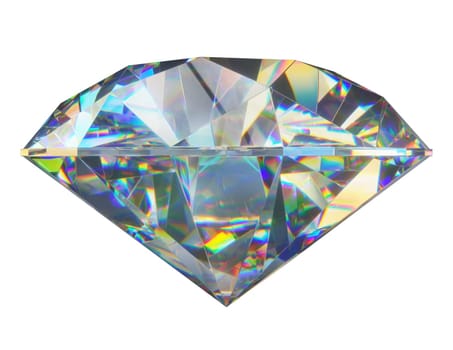 3D illustration with clipping path (mask) of a cut diamond on white background. Concept image of wealth and luxury.