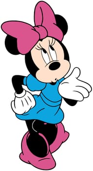 minnie mouse pink dress hello greetings kiss illustration