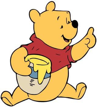 Winnie the Pooh bear cartoon honey pot illustration