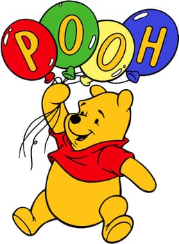 Winnie the Pooh bear cartoon honey pot illustration balloons