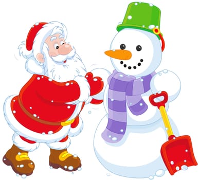 santa claus christmas snowman illustration happy