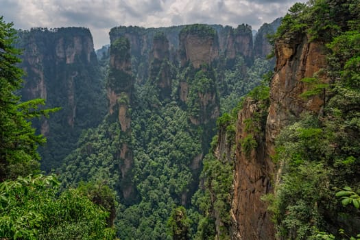 Scenic viewpoint near the Greatest Natural Bridge also known as Tian Qiao Sky Bridge, Avatar mountains nature park, Zhangjiajie, China