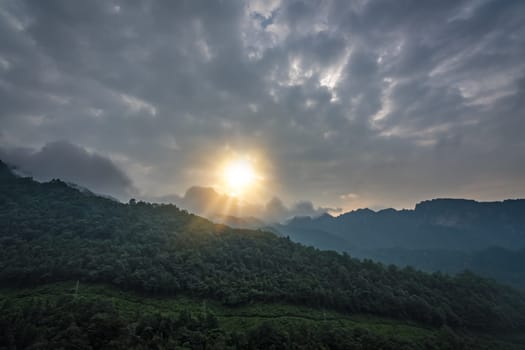 Dawn in the early morning over Tianzi mountains in Zhangjiajie National park which is a famous tourist attraction, Wulingyuan, Hunan Province, China