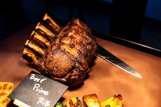 Wagyu beef roast prime rib, Carving food