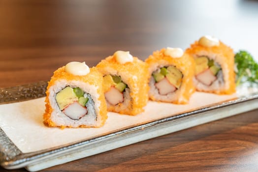 California Maki woth salmon and tamago Japanese food cuisine