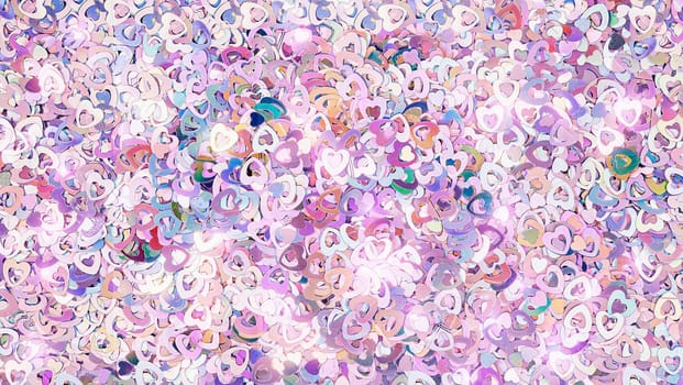 Real shiny heart-shaped sparkles textured background