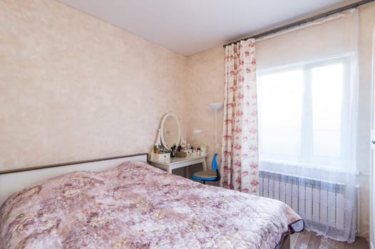 Russia, Moscow- June 11, 2019: interior room apartment. standard repair decoration in hostel