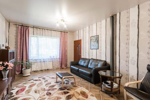 Russia, Moscow- June 11, 2019: interior room apartment. standard repair decoration in hostel