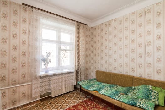 Russia, Moscow- June 11, 2019: interior room apartment. standard repair decoration in hostel