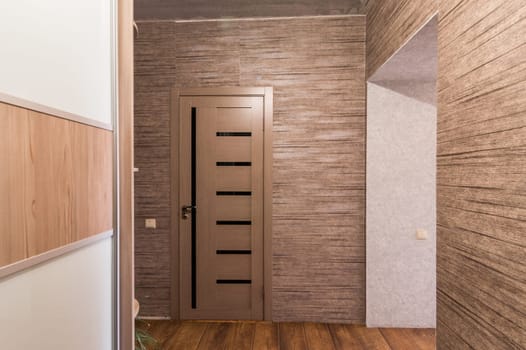 Russia, Moscow- June 11, 2019: interior room apartment. standard repair decoration in hostel. room doors, repair