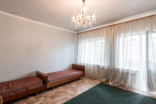 Russia, Moscow- June 11, 2019: interior room apartment. standard repair decoration in hostel