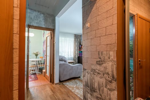 Russia, Moscow- June 11, 2019: interior room apartment. standard repair decoration in hostel