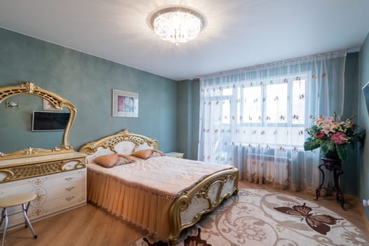 Russia, Moscow- June 11, 2019: interior room apartment. standard repair decoration in hostel