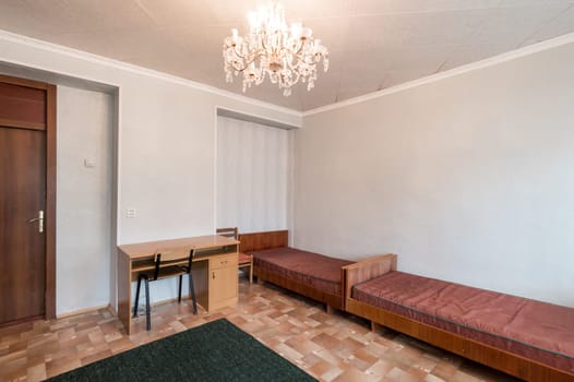 Russia, Moscow- June 11, 2019: interior room apartment. standard repair decoration in hostel