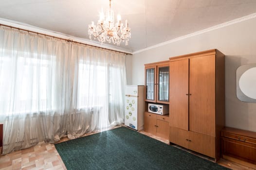 Russia, Moscow- June 11, 2019: interior room apartment. standard repair decoration in hostel