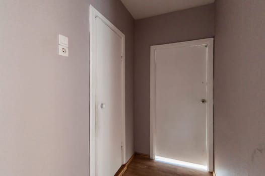 Russia, Moscow- June 11, 2019: interior room apartment. standard repair decoration in hostel. room doors, repair