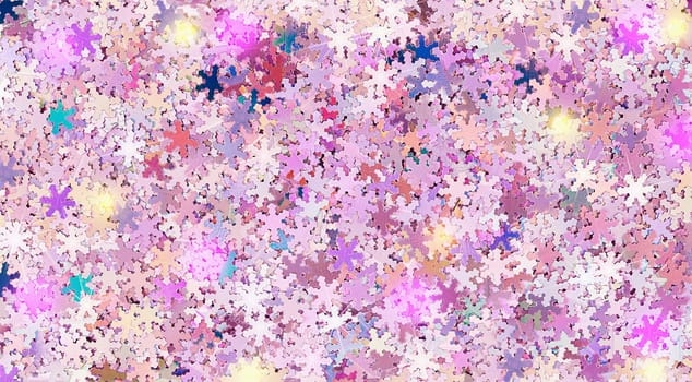 Real shiny snowflake shaped sparkles textured background