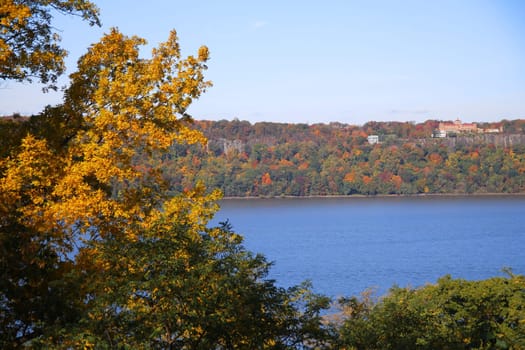 The fall on the Hudson river in New York City