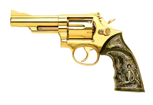 pistol revolver golden illustration crime gun violence