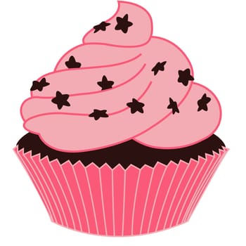 chocolate pink cupcake dessert sweet star illustration