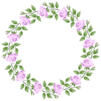 round flower frame roses pink illustration