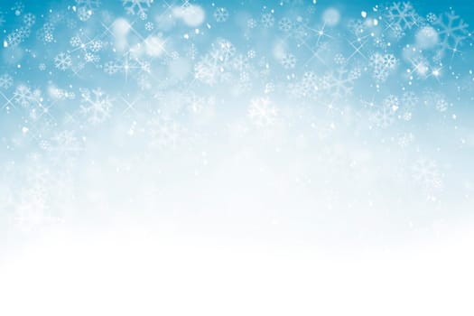 abstract winter sky background with snowflakes