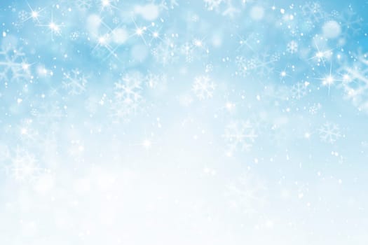abstract winter sky background with snowflakes