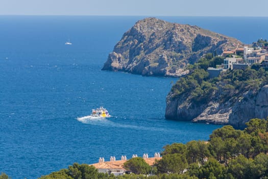 Panorama of the bay Paguera photographed from the mountain in Costa de la Calma.