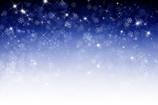 abstract winter sky background with snowflakes