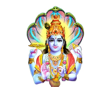 lord Vishnu krishna festival music snake hinduism culture mythology illustration