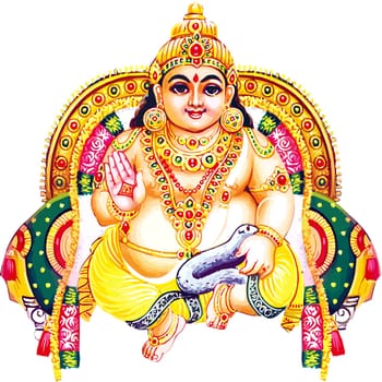 kubera Lord of Wealth and the god king Hindu mythology illustration