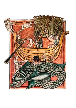 Saint Brendan the Navigator. Irish monastic saint, legendary quested for Saint Brendan Island. 13th Century manuscript