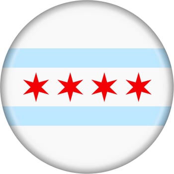 A button illustration City of Chicago flag isolated on a white background with clipping path