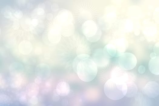 Abstract blurred festive delicate winter christmas or Happy New Year background texture with shiny light turquoise pink and bright bokeh lighted stars. Card concept.