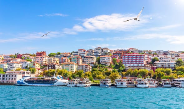 Pier on the Bosphorus straight, Asian side of Istanbul, Turkey.