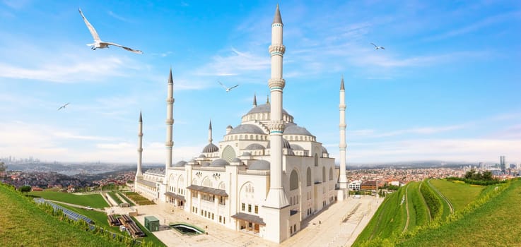 Wonderful New Camlica Mosque on Asian side of Istanbul, Turkey.
